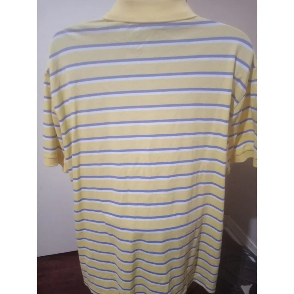 Polo Ralph Lauren Shirt Mens 3XB Big Striped Blue Yellow White 100% Pima Cotton